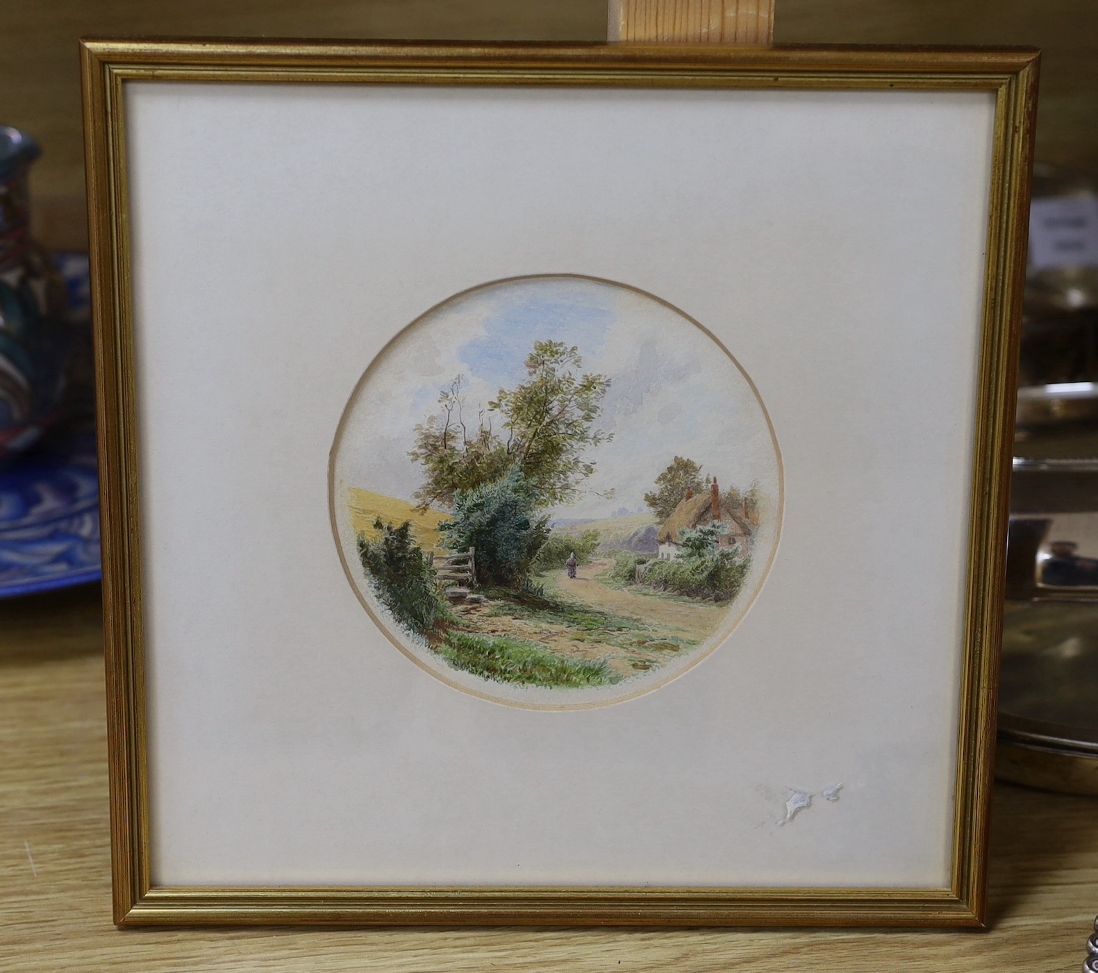 Roberto Angelo Kittermaster Marshall (1849-1923), watercolour, Rural scene, signed, tondo, 13cm
